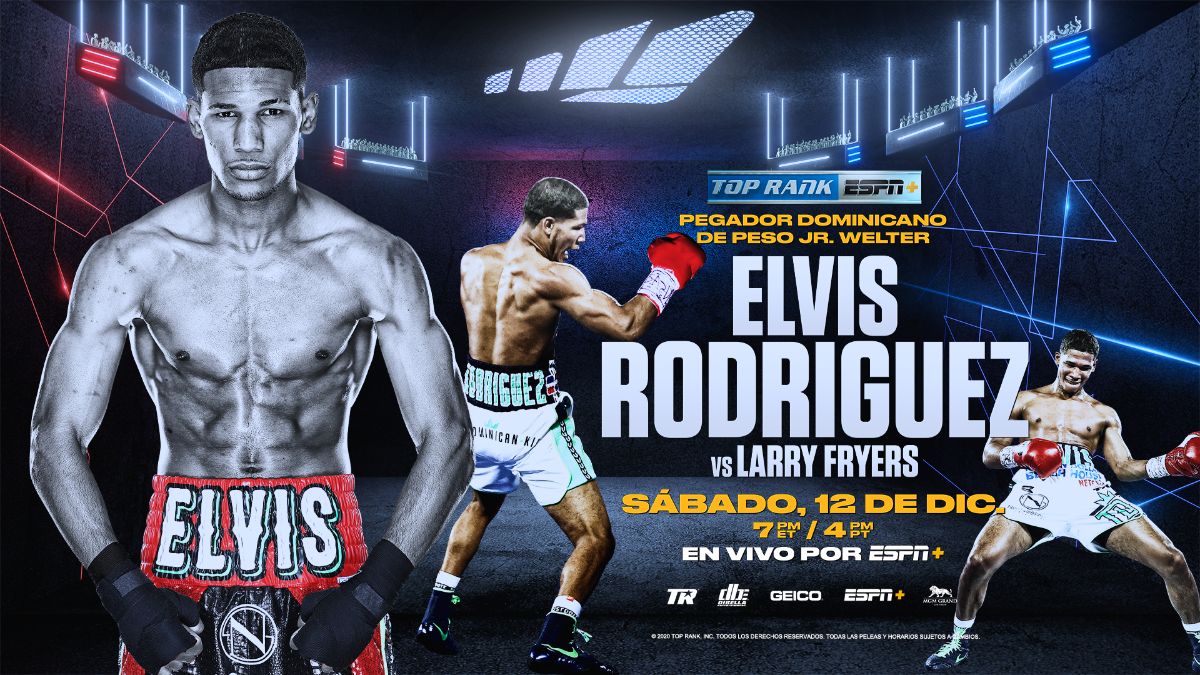 El sensacional pegador dominicano Elvis Rodriguez enfrentará a Larry Fryers en las peleas preliminares del cartel Stevenson-Clary EN VIVO y exclusivamente por ESPN+