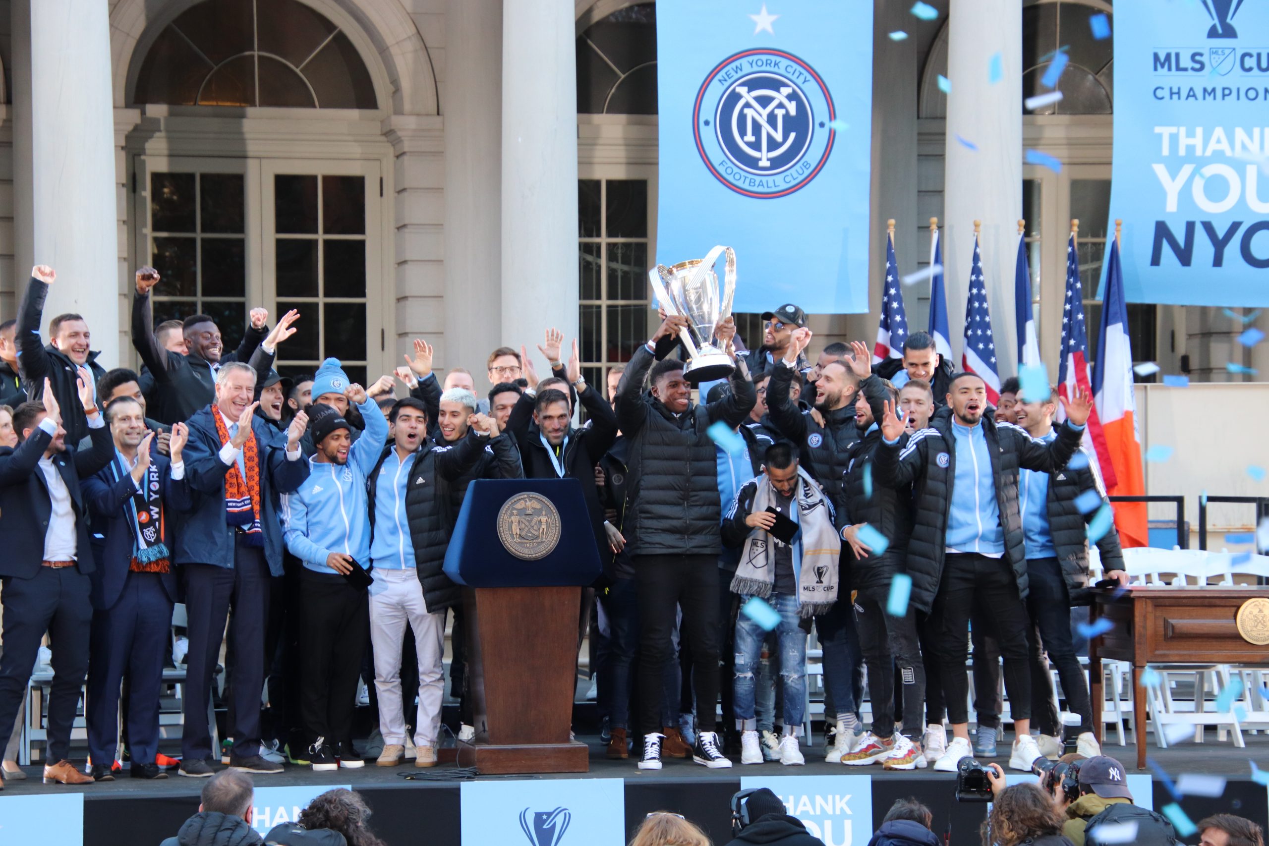New York City FC Celebra  su triunfo MLS 2021 en la Ciudad de Nueva York.