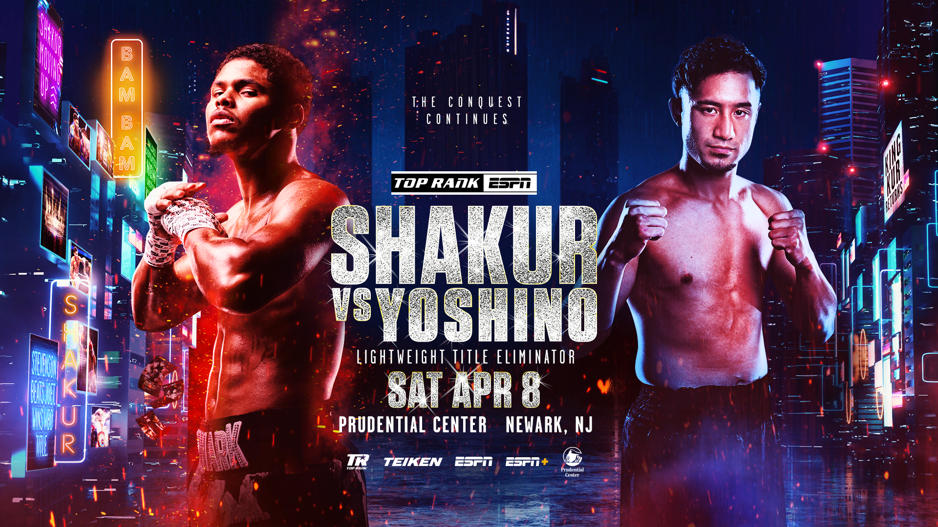 Shakur Stevenson regresa a casa el 8 de abril contra Shuichiro Yoshino en una pelea estelar en peso ligero desde el Prudential Center de Newark, Nueva Jersey EN VIVO por ESPN