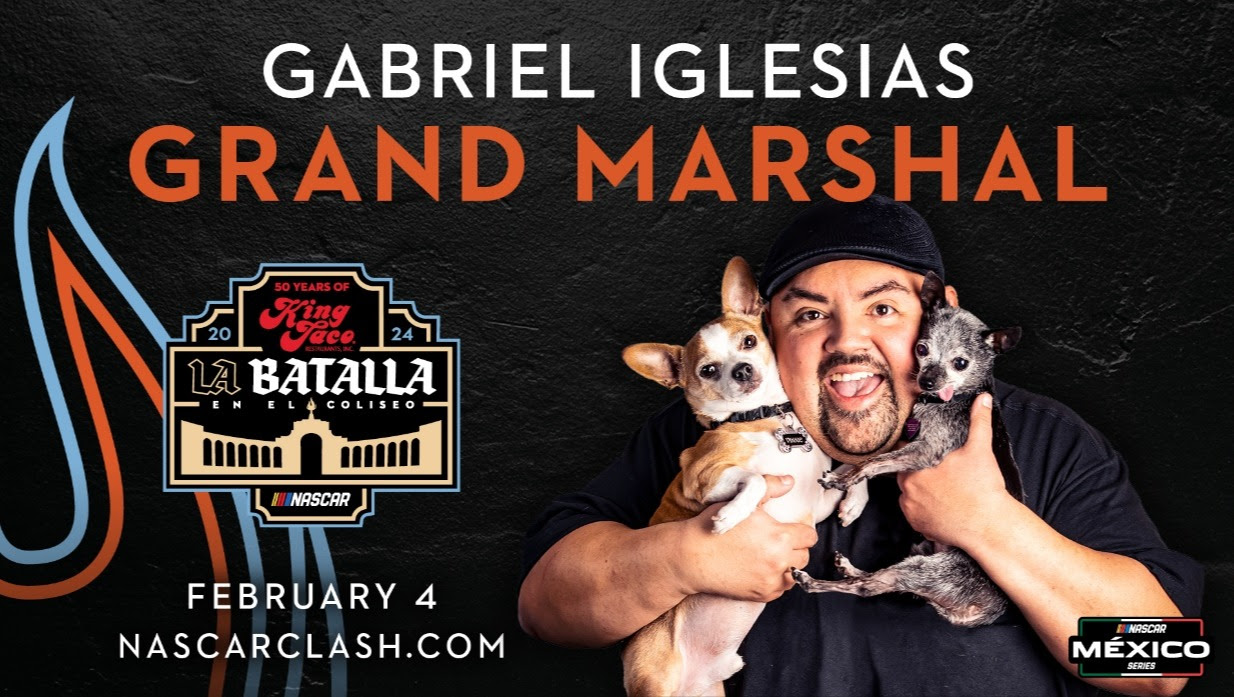 Gabriel “Fluffy” Iglesias será el Grand Marshal para la carrera ‘King Taco La Batalla en el Coliseo’ de la NASCAR México Series.